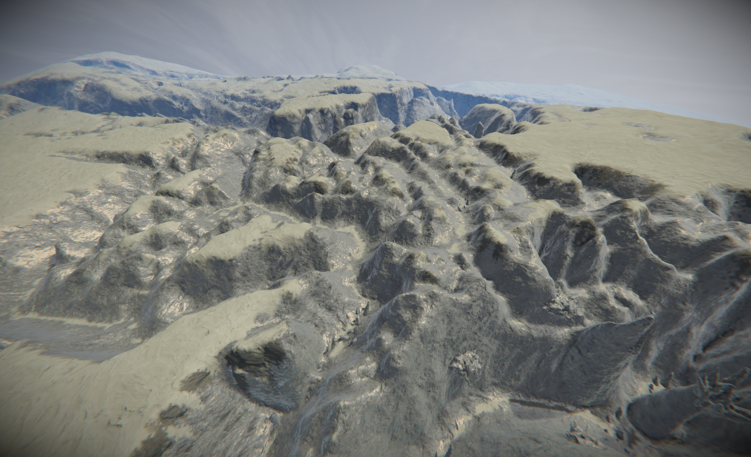Snow-covered rocky terrain at Capture Zone G5 on Nivis